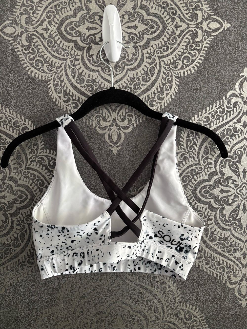 White Black-Speckle Sports Bralette - Picture 2 of 2